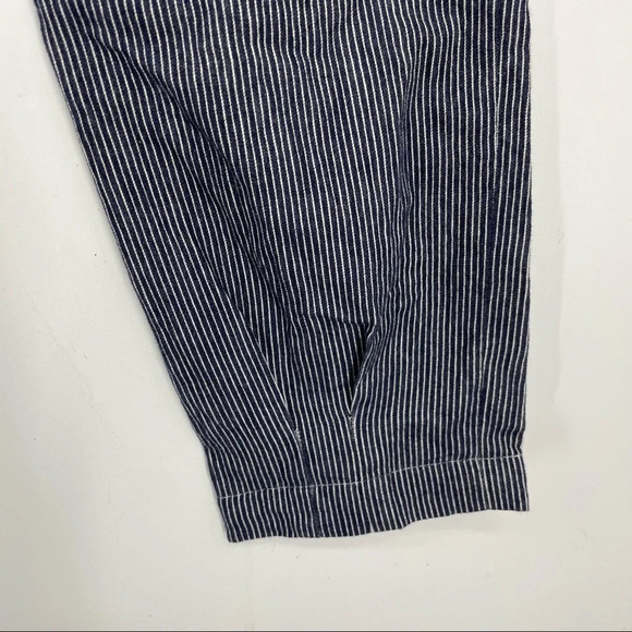 Vince blue white pinstriped brushed soft cotton slacks pegged ankle 2 - Picture 5 of 5